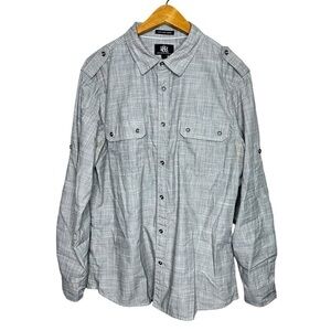 Rock & Republic Long Sleeve Button Front Easy Care Fabric Mens Shirt Size L
